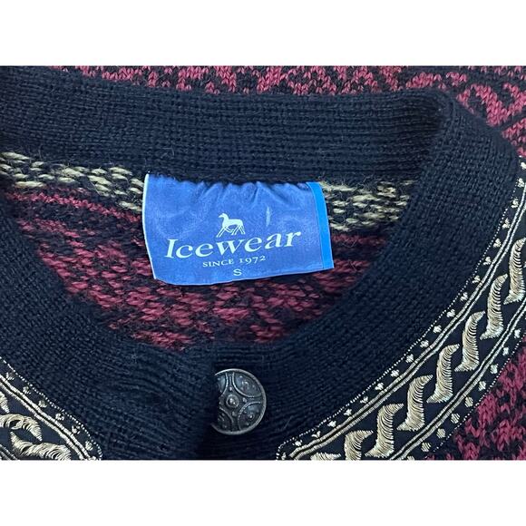 Icewear Iceland Maroon Wool Metallic Gold Cardigan Button Sweater Women’s S - Picture 9 of 10